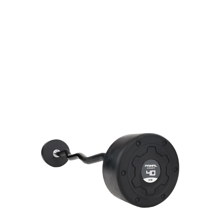 Primal Strength Premium Rubber Stainless Steel Handle Barbell Set 10-45kg 10 Bar Set (Black)