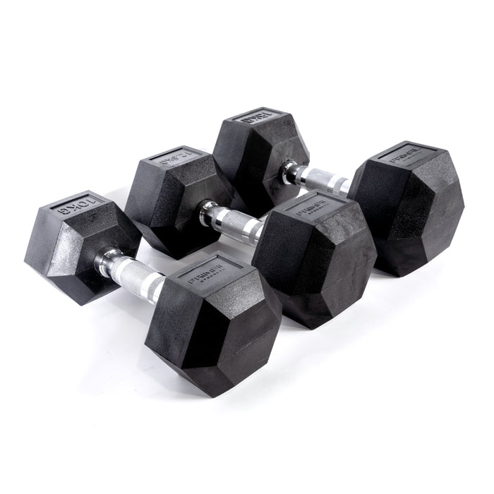 Primal Strength Stealth Commercial Rubber Hex Dumbbell 1kg to 50kg (Pairs)