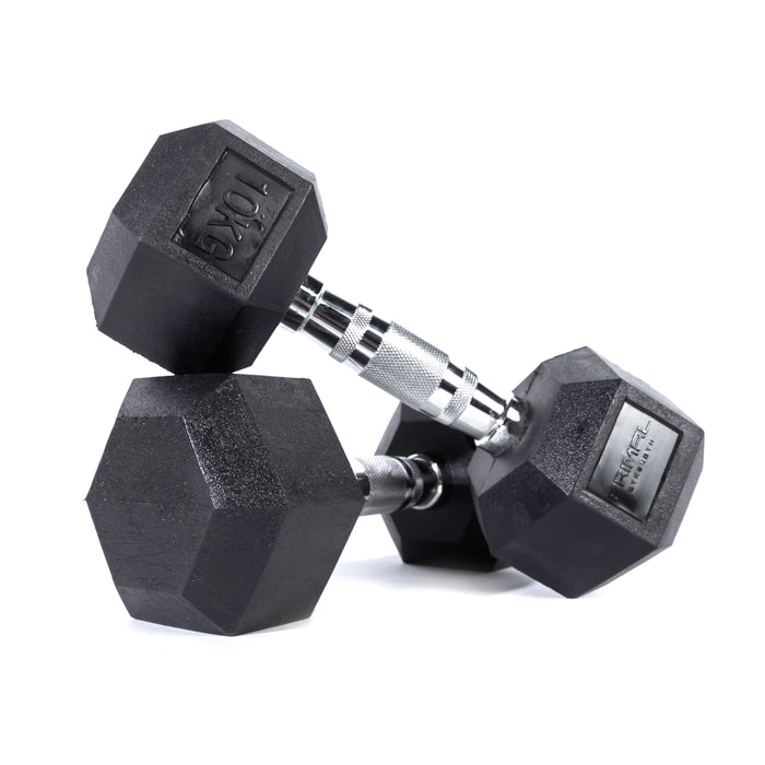 Primal Strength Stealth Commercial Rubber Hex Dumbbell 1kg to 50kg (Pairs)